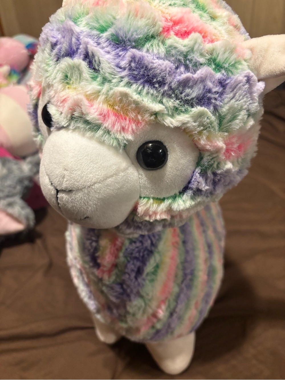 Plush Rainbow Striped Alpaca Stuffed Animal